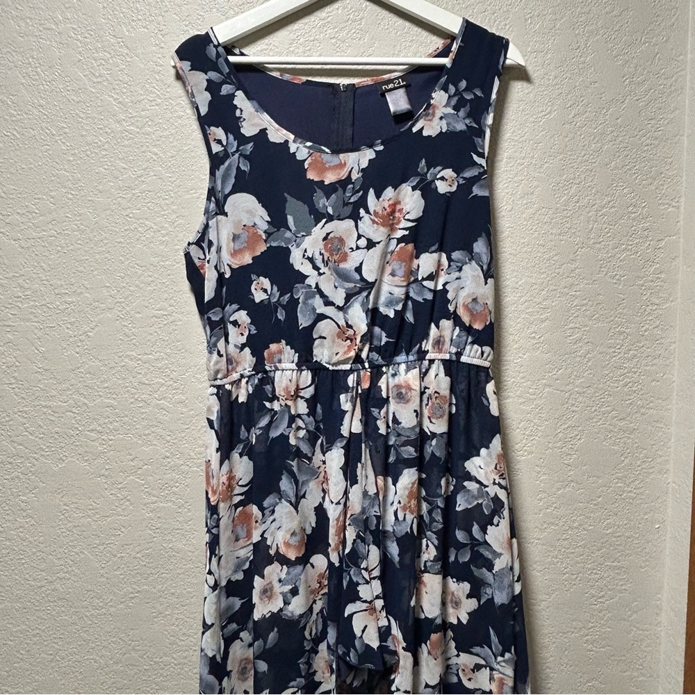 Rue21 High Low Sun Dress Blue Floral - L